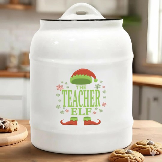 Teacher Christmas Elf Ceramic Cookie Jars