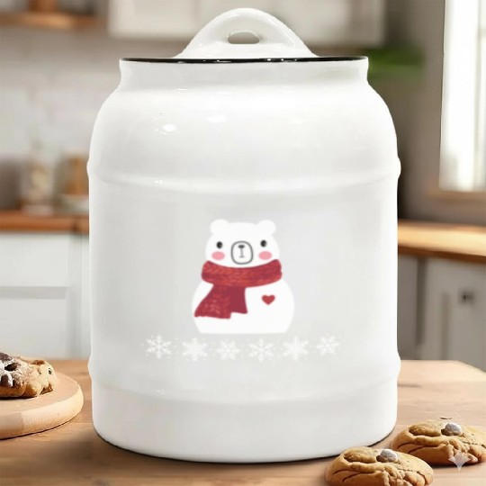 Polar bear as a snowman Ceramic Cookie Jars