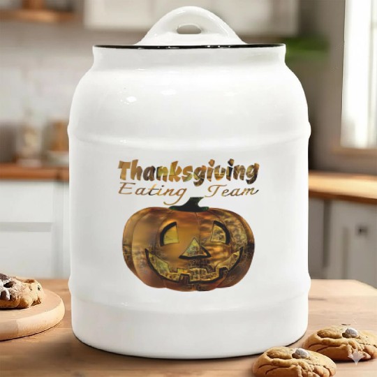 Thanksgiving eating team Ceramic Cookie Jars