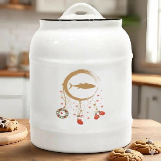 Winter dreamcatcher Christmas Tuna Ceramic Cookie Jars