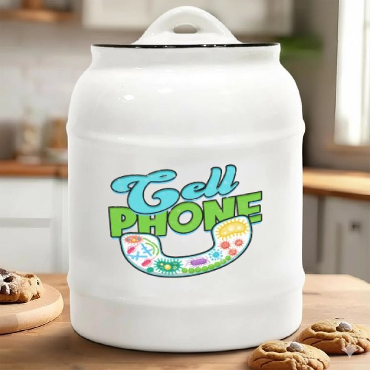 Cell phone Biology Science Cellular Biologist Ceramic Cookie Jars