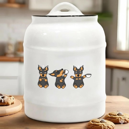 Miniature Pinscher Coffee Lover Ceramic Cookie Jars