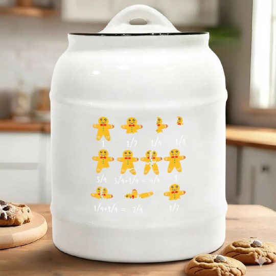 Math Christmas Ceramic Cookie Jars Teachers, Fractions Gingerbre