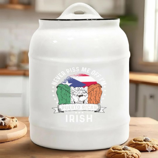 Puerto Rico Flag Ireland Grown Funny Humor Ceramic Cookie Jars
