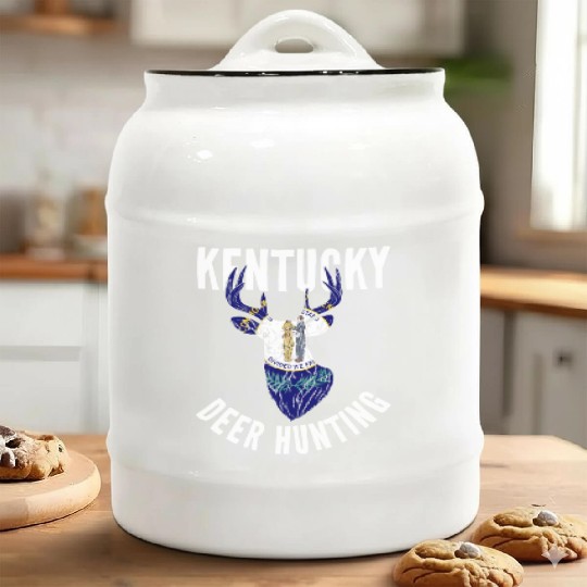 Kentucky Deer Hunting Buck Stag Hunter Ceramic Cookie Jars