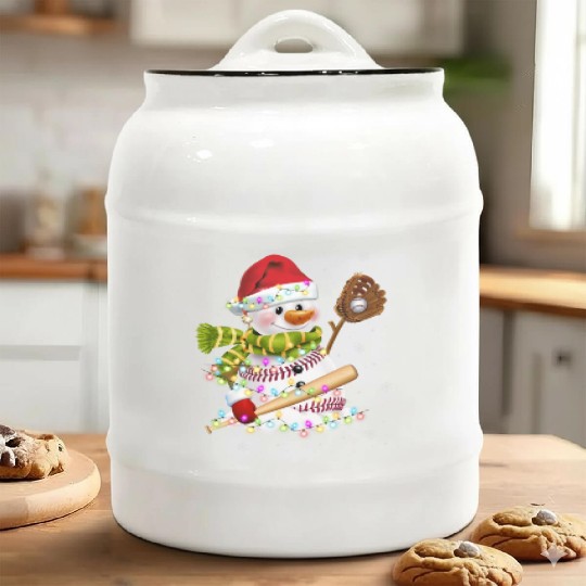 Christmas Baseball Bat Snowman Santa Snowflake Ceramic Cookie Jars