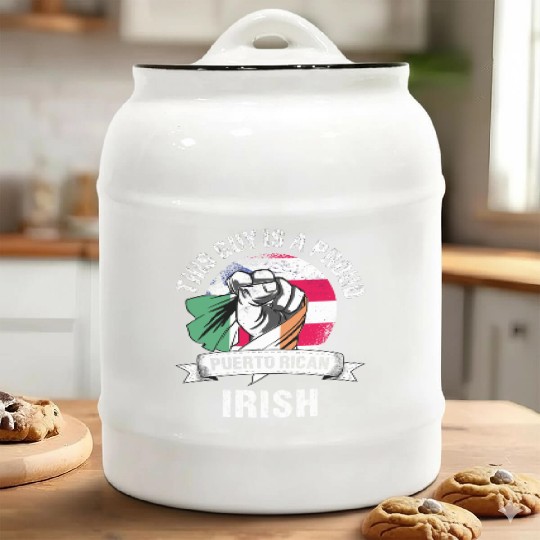 Puerto Rico Flag Ireland Grown Men Boys Guy Ceramic Cookie Jars