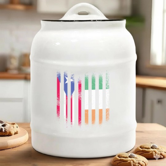 Puerto Rico Flag Ireland Grown Flags Stripes Ceramic Cookie Jars