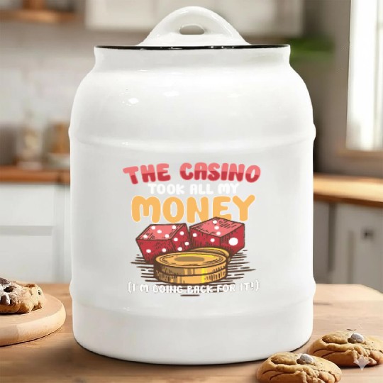 Poker Casino Poker Player Gambling Roulette Gift Ceramic Cookie Jars
