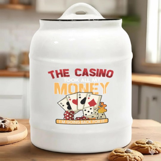 Poker Casino Poker Player Gambling Roulette Gift Ceramic Cookie Jars