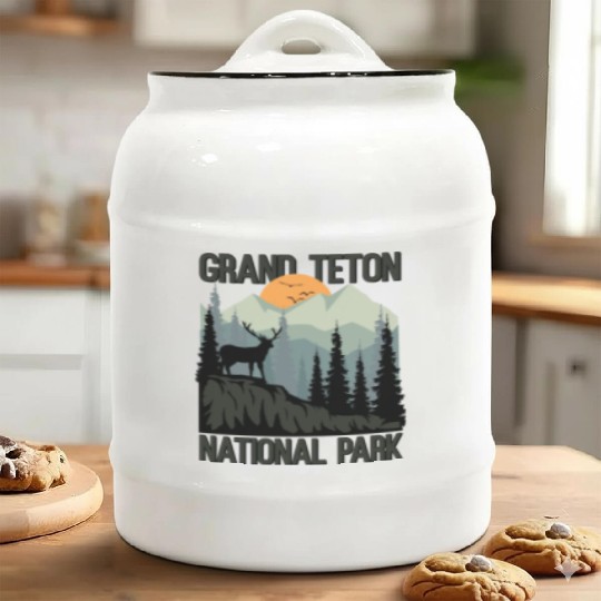 Grand Teton National Park Mountains Wilderness Ceramic Cookie Jars