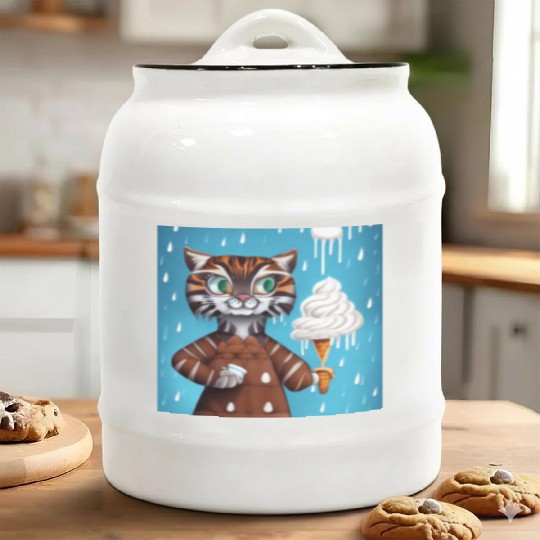 happy tiger love ice cream Ceramic Cookie Jars