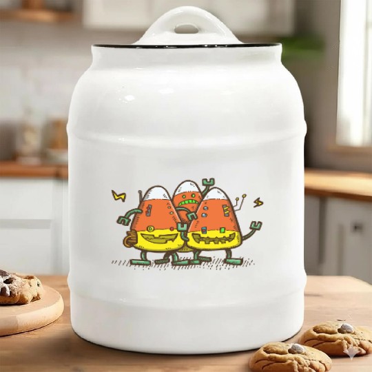 Candy Corn Bots Ceramic Cookie Jars