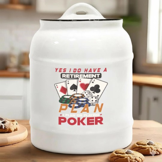 Poker Casino Poker Player Gambling Roulette Gift Ceramic Cookie Jars