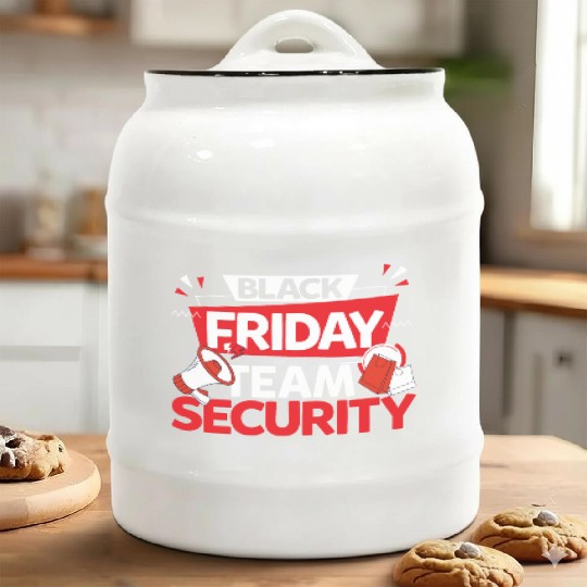 Black Friday Team Security for Shopping Fans and Ceramic Cookie Jars
