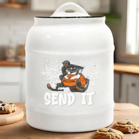 Send It Ride Like You Stole It Snowmobile Ceramic Cookie Jars