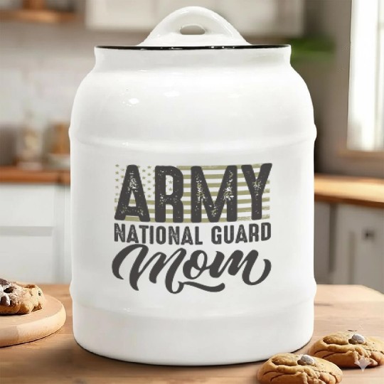 Army National Guard Mom with US flag military styl Ceramic Cookie Jars