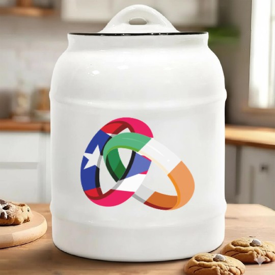 Puerto Rico Flag Ireland Ring Marriage Wedding Ceramic Cookie Jars