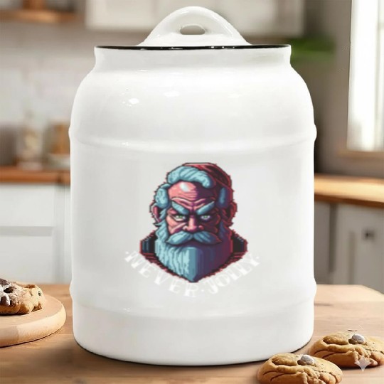 Grumpy Santa Ceramic Cookie Jars