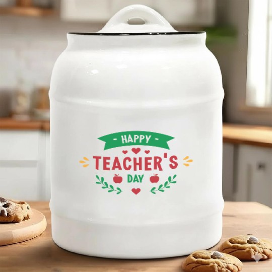 Happy Teacher Day Quote Ceramic Cookie Jars