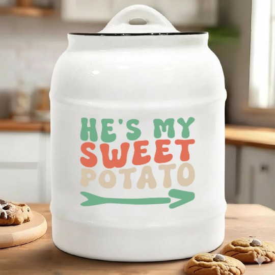Groovy He's My Sweet Potato Couple's Matching Ceramic Cookie Jars