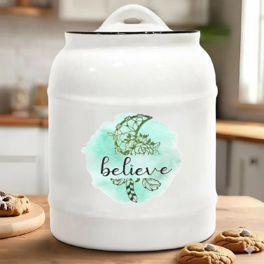 Soothing Green Dream Catcher Believe Design Ceramic Cookie Jars
