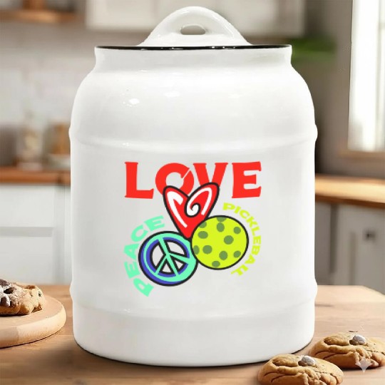 I Love Pickleball Funny Pickle Ball Player Ceramic Cookie Jars