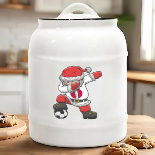 Soccer Boy Dabbing Santa Christmas Jersey Japan Ceramic Cookie Jars