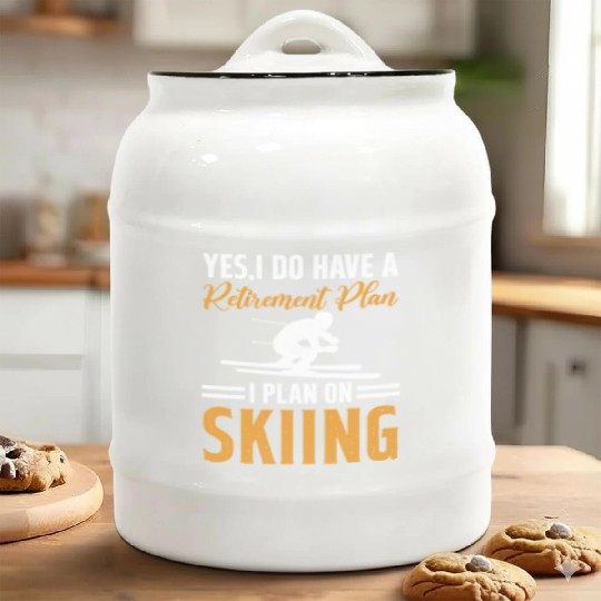 Ski Winter Skiing - My Retirement Plan is Skiing Ceramic Cookie Jars