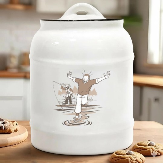 Angry fisherman and boy Angry fisherman and boy in Ceramic Cookie Jars