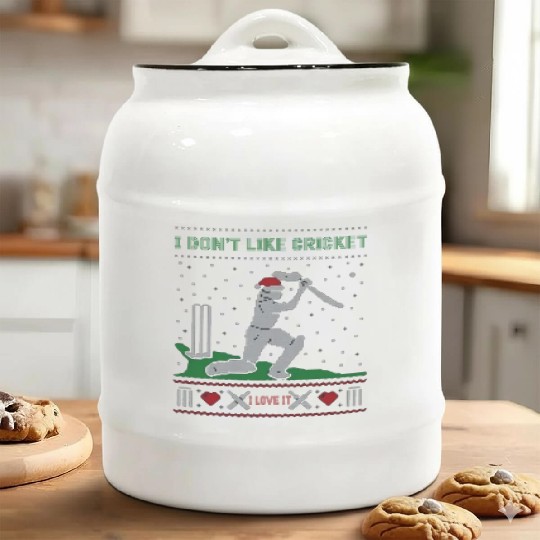 Cricket Is My Love:I Don’t Like Cricket I Love It Ceramic Cookie Jars