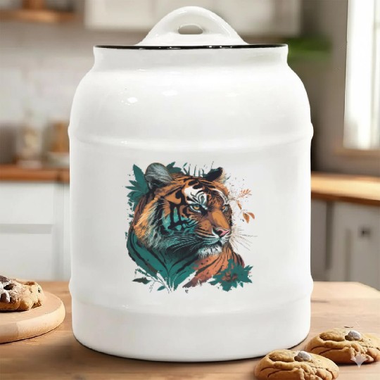Tiger Face Ceramic Cookie Jars