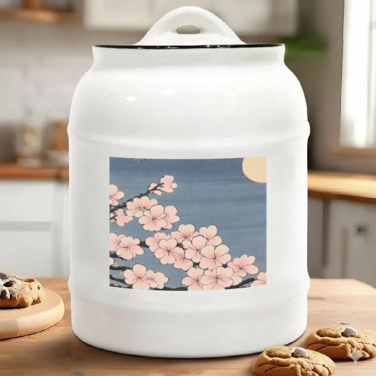Ukiyo-e Sakura, Japanese Print Ceramic Cookie Jars