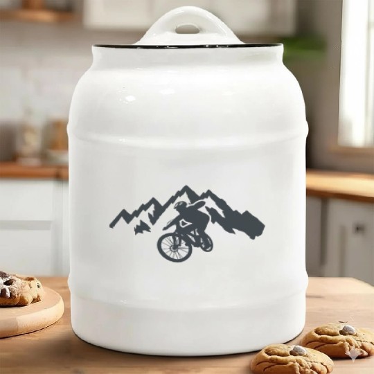 Mountain bike mountains cycling downhill Ceramic Cookie Jars