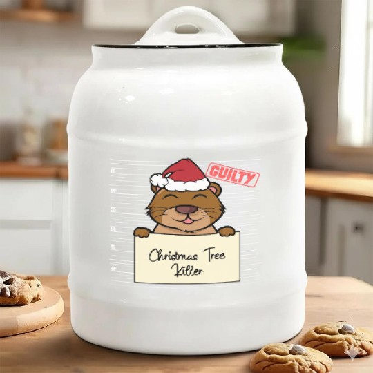 Sea otter christmas funny prison Ceramic Cookie Jars