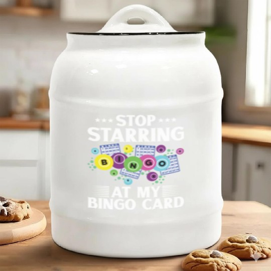 Bingo Card Game Grandma Bingo Player Bingo Cards Ceramic Cookie Jars