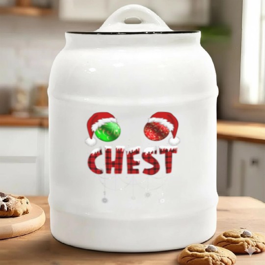 Chest Nuts Christmas Funny Matching Couple Ceramic Cookie Jars