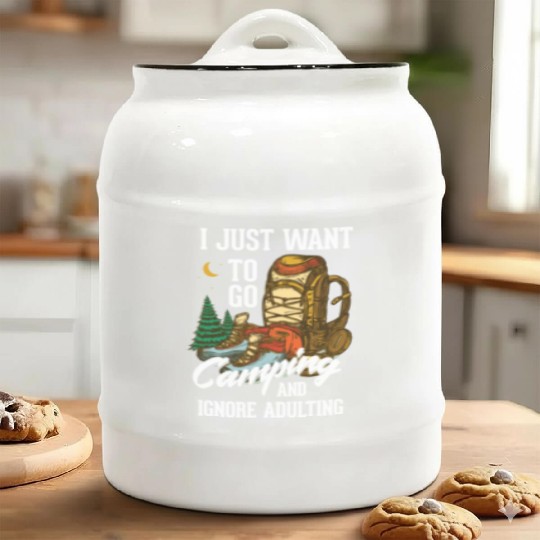 I just want to go camping and ignore adulting Ceramic Cookie Jars