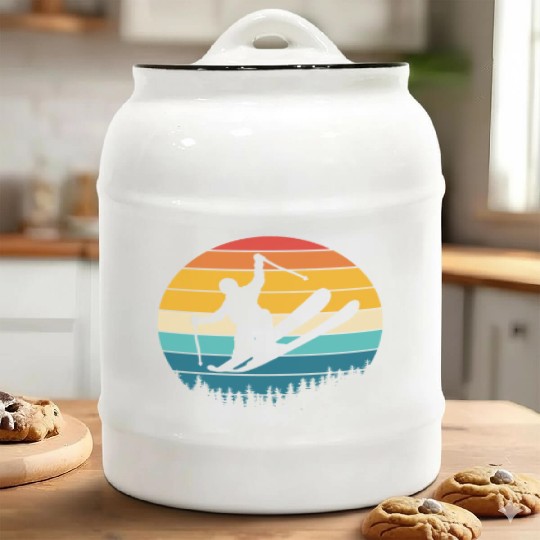 Skiing Retro Vintage Ceramic Cookie Jars