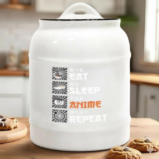 Eat, Sleep, Anime, Repeat - Gift For Christmas Day Ceramic Cookie Jars