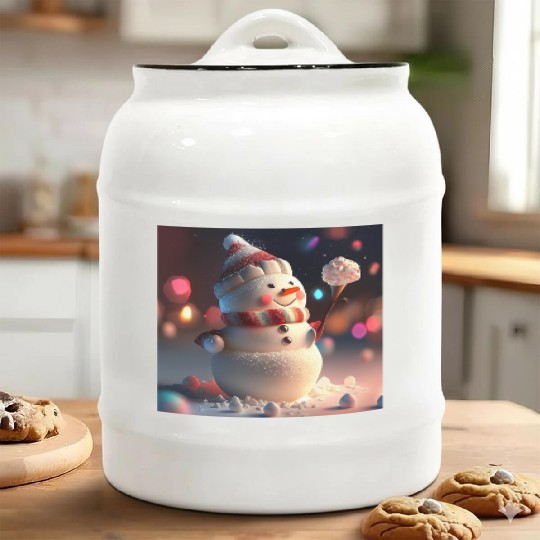 Snowman holding Candy Ceramic Cookie Jars