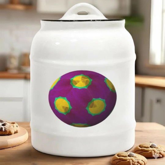 Purple 3D Sphere with Green Symmetric Shape Ceramic Cookie Jars