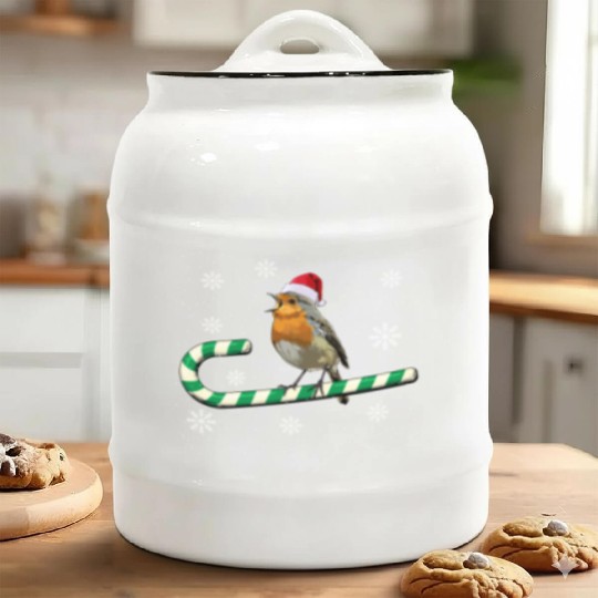 Robin Bird Watching Redbreast Birding Christmas Ceramic Cookie Jars