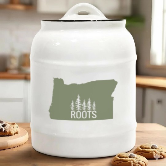 Oregon State Roots Green Ceramic Cookie Jars