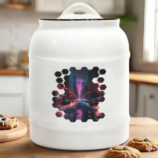 New York Vaporwave Aesthetic Retro Style Love NY Ceramic Cookie Jars
