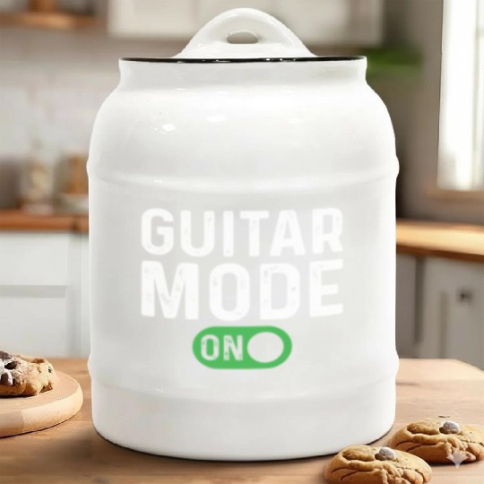 Guitar Mode On - Bass Guitarist Guitar Player Ceramic Cookie Jars