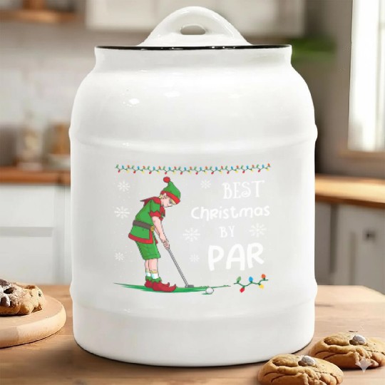 Golf Elf Pun Golfer Christmas Golfing Ceramic Cookie Jars