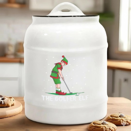 The Golfer Elf Golf Christmas Golfing Ceramic Cookie Jars
