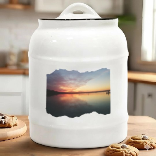 Beautiful photography of ocean waves and sunset Ceramic Cookie Jars