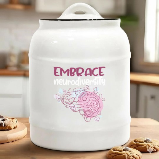 embrace neurodiversity - Embrace ADHD Autism ASD. Ceramic Cookie Jars